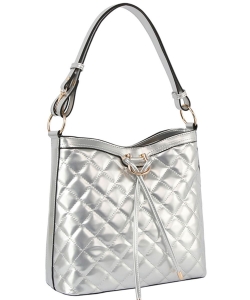Patent Glossy Quilted Shoulder Bag GL0171M SILVER